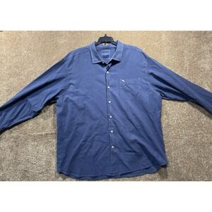Tommy Bahama Shirt Cotton Silk Blend Long Sleeve Blue Pocket Logo Men Sz 2XL